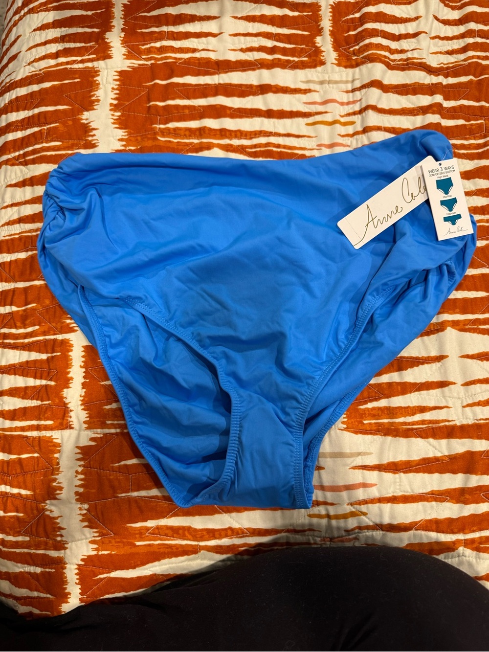 Anne Cole Bright Blue Bikini Bottoms 3 ways to wear scrunched 20W